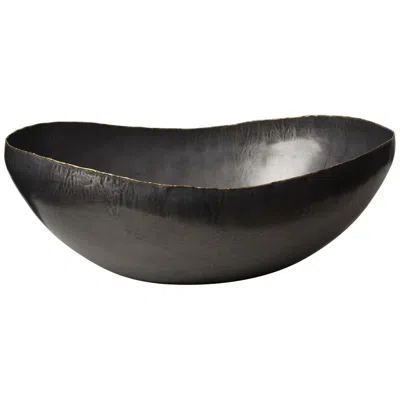 Studio A Home Laforge Semi-gloss Bronze 15" Wide Oval Modern Centerpiece Bowl