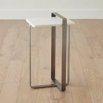 Studio A Home Marble Top End Table In White,gray