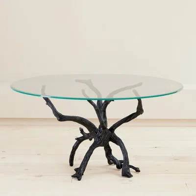 Studio A Home Monterey Dining Table W/60" Glass Top-natural Iron In Clear