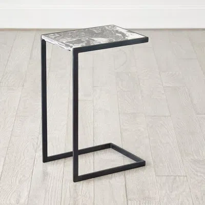 Studio A Home Nudge Marble Top End Table In Gunmetal