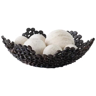 Studio A Home Nugget 18" Wide Torched Metal Modern Decorative Bowl