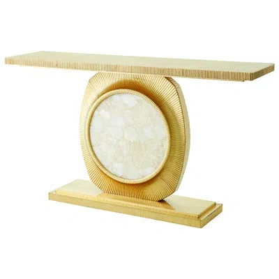 Studio A Home Opera Fluted Console-brass W/quartz Insert In Gold
