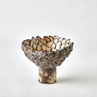 Studio A Home Petaled Pedestal Compote-natural In Brown