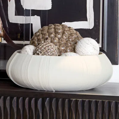 Studio A Home Ruby Soft White Linen Centerpiece Bowl