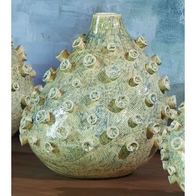Studio A Home Sea Coral Vase In Cream/blue In Blue;cream