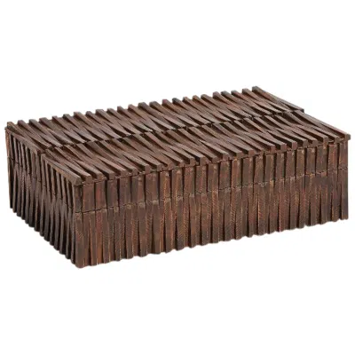 Studio A Home See-saw Flat Wash Brown 10 1/2" Wide Horn Decorative Box