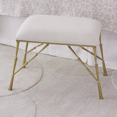 Studio A Home Spike Bench With Muslin Cushion In White,gold