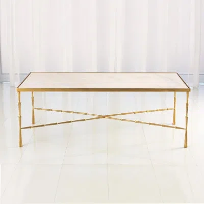 Studio A Home Spike Cocktail Table W/white Marble Top In Gold