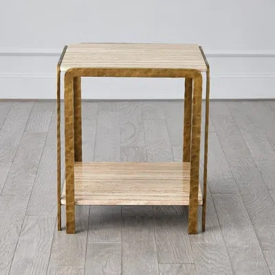 Studio A Home Stone Top End Table In Beige