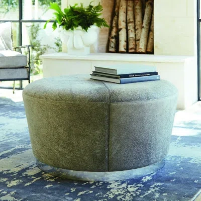 Studio A Home Tapered Ottoman-grey Hair-on-hide In Gray