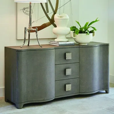 Studio A Home Toile Linen Credenza-grey In Gray