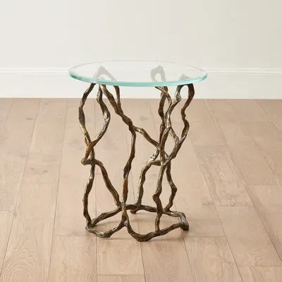 Studio A Home Twistwood Accent Table-antique Brass In Clear