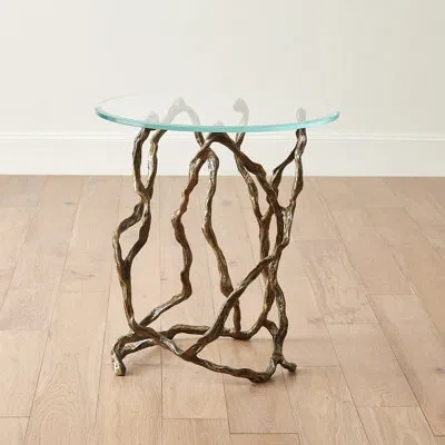 Studio A Home Twistwood Side Table-antique Brass In Clear