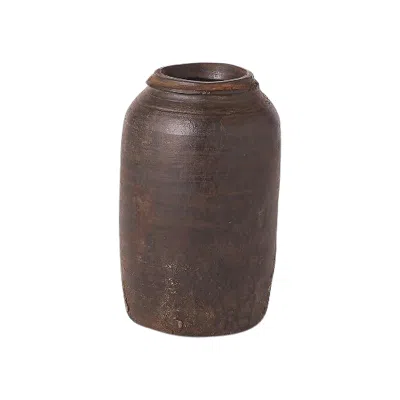 Studio A Home Village Milk Flat Brown Wood 10 1/2" High Dairy Vessel Pottery