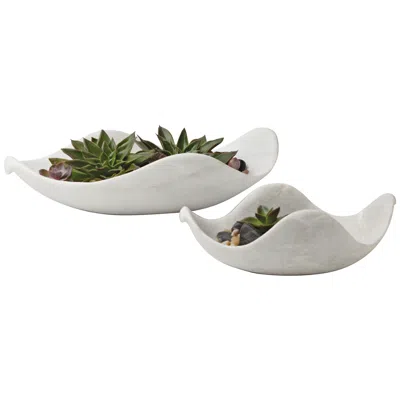 Studio A Home White Marble 18" Wide Large Dove Modern Accent Bowl