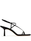 Studio Amelia Black Cross Front 70 Heeled Sandals In Black