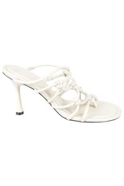 Studio Amelia 9cm Heel White Sandal With Knotted Design