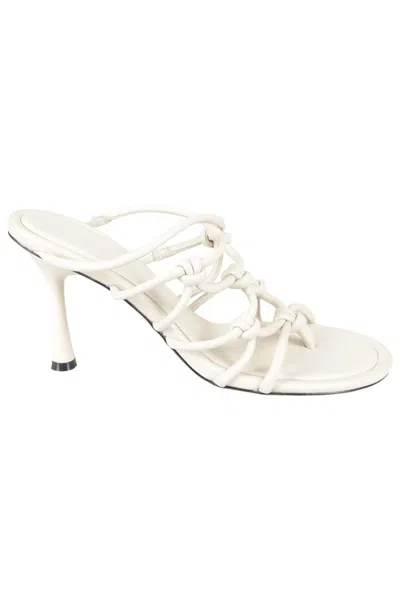 Studio Amelia 9cm Heel White Sandal With Knotted Design In Neutrals