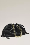 Studio Amelia Alexandra Leather Petite Drawstring Clutch In Black