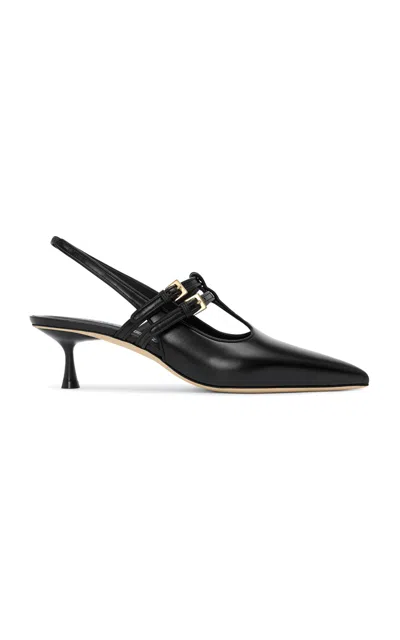 Studio Amelia Alto Leather Slingback Sandals In Black