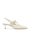 Studio Amelia Alto Leather Slingback Sandals In White