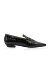 Studio Amelia Austin Croc-embossed Leather Loafers In Black