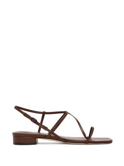 Studio Amelia Bias Wrap Flat Sandals In Brown