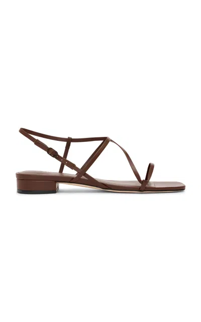 Studio Amelia Bias Wrap Leather Flats In Brown