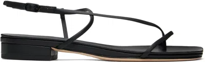 Studio Amelia Black Cross Front Flat Sandals In Blk