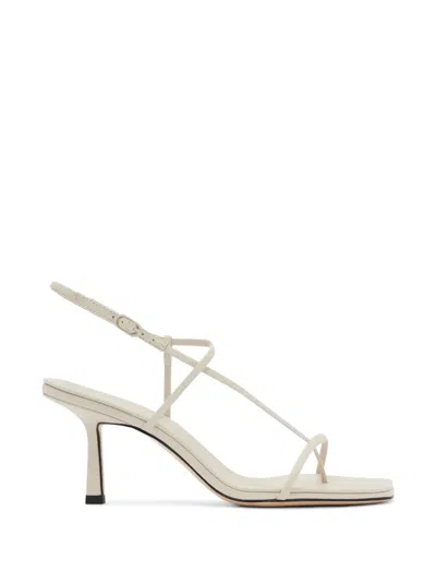 Studio Amelia Cross-front Leather Sandals In Neutral