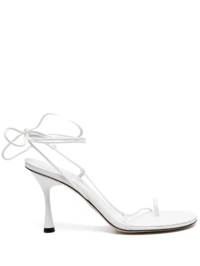 Studio Amelia 90mm Emily Leather Sandals In White