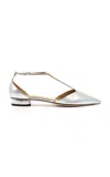 Studio Amelia Gisele Metallic Vegan-leather T-strap Flats