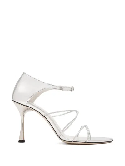 Studio Amelia Greta Strappy Heeled Sandals In Silver