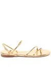 Studio Amelia Gold Leather Sandals With Multiple Straps In Gold