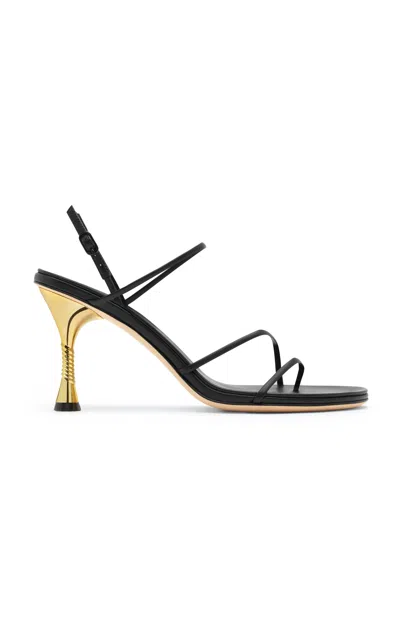 Studio Amelia Helix Leather Sandals In Black