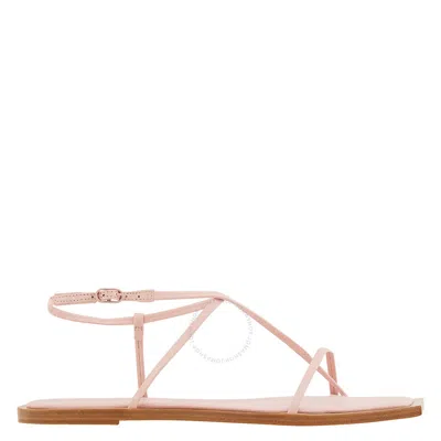 Studio Amelia Ladies Rose Filament Strappy Leather Flat Sandals In Pink