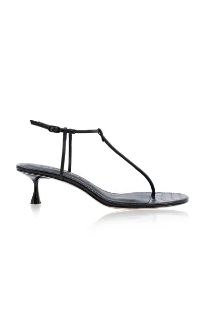 Studio Amelia Lasso Leather Sandals In Black