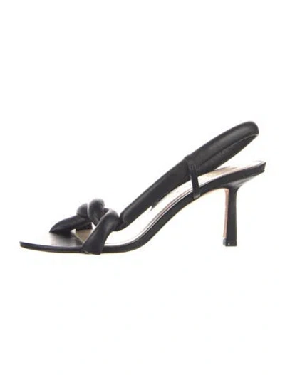 Pre-owned Studio Amelia Leather Braided Accents Slingback Pumps In Black