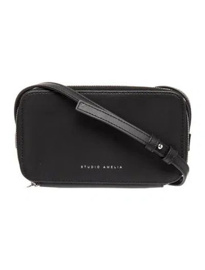 Pre-owned Studio Amelia Leather Crossbody Bag In Black