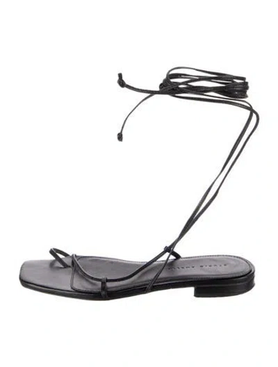 Pre-owned Studio Amelia Leather Gladiator Sandals In Black