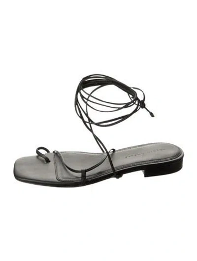 Pre-owned Studio Amelia Leather Gladiator Sandals In Black