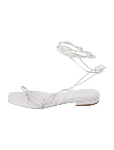Pre-owned Studio Amelia Leather Gladiator Sandals In White