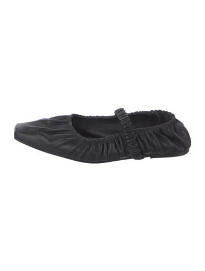 Pre-owned Studio Amelia Leather Mary Jane Flats In Black
