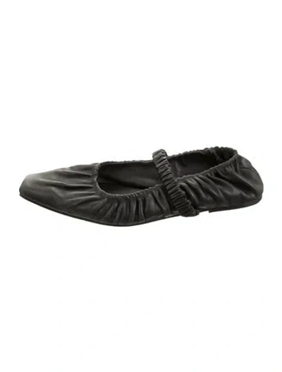 Pre-owned Studio Amelia Leather Mary Jane Flats In Black