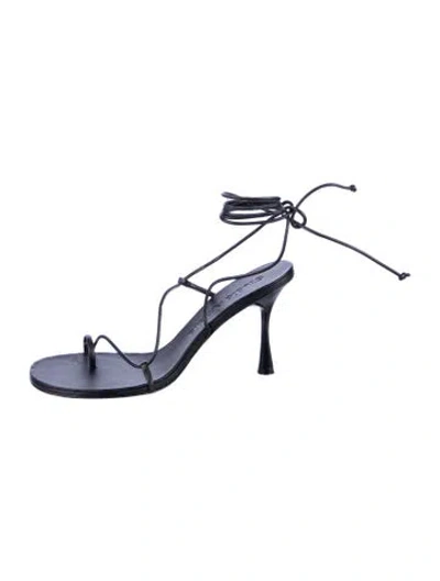 Pre-owned Studio Amelia Leather Sandals In Black