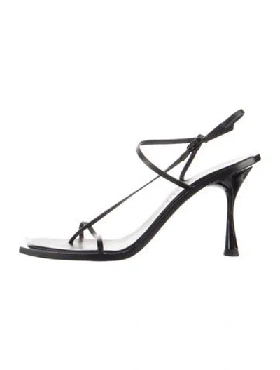 Pre-owned Studio Amelia Leather Sandals In Black