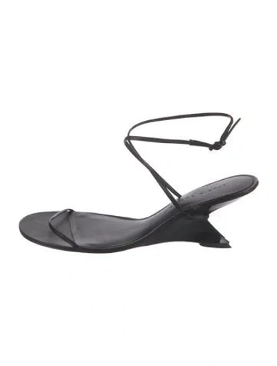 Pre-owned Studio Amelia Leather Sandals In Black