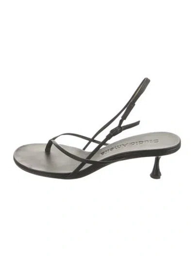 Pre-owned Studio Amelia Leather Sandals In Black