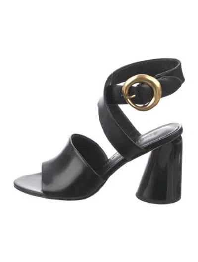Pre-owned Studio Amelia Leather Sandals In Black