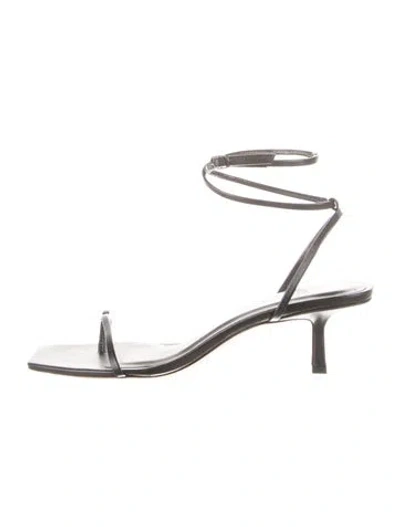 Pre-owned Studio Amelia Leather Sandals In Gray